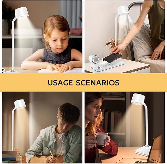 Multifunctional Desk Lamp with Clock, Wireless Charger & Adjustable Gooseneck