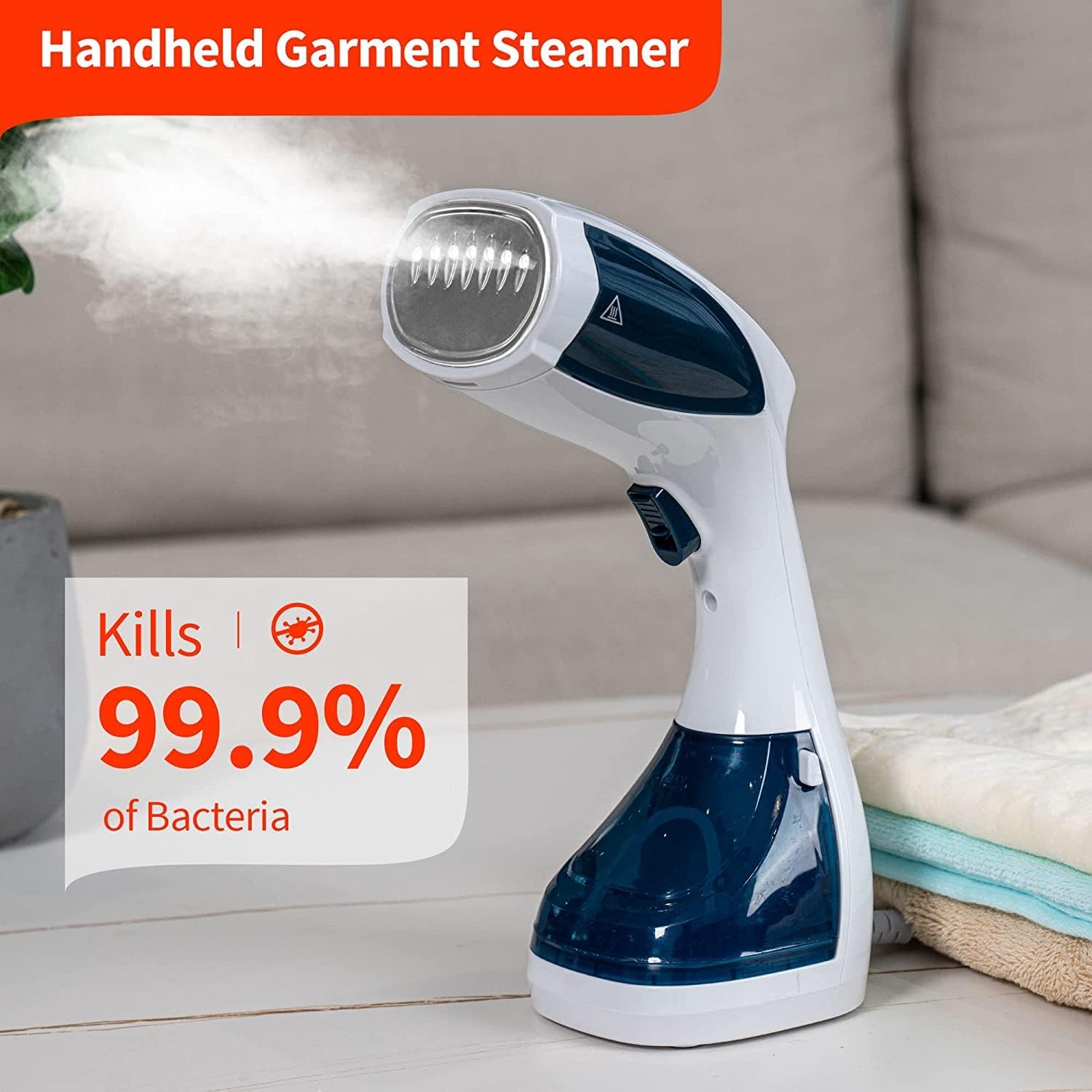 Portable Handheld Garment Steamer – 200ML Water Tank, 5.6ft Cord, Stainless Steel Plate