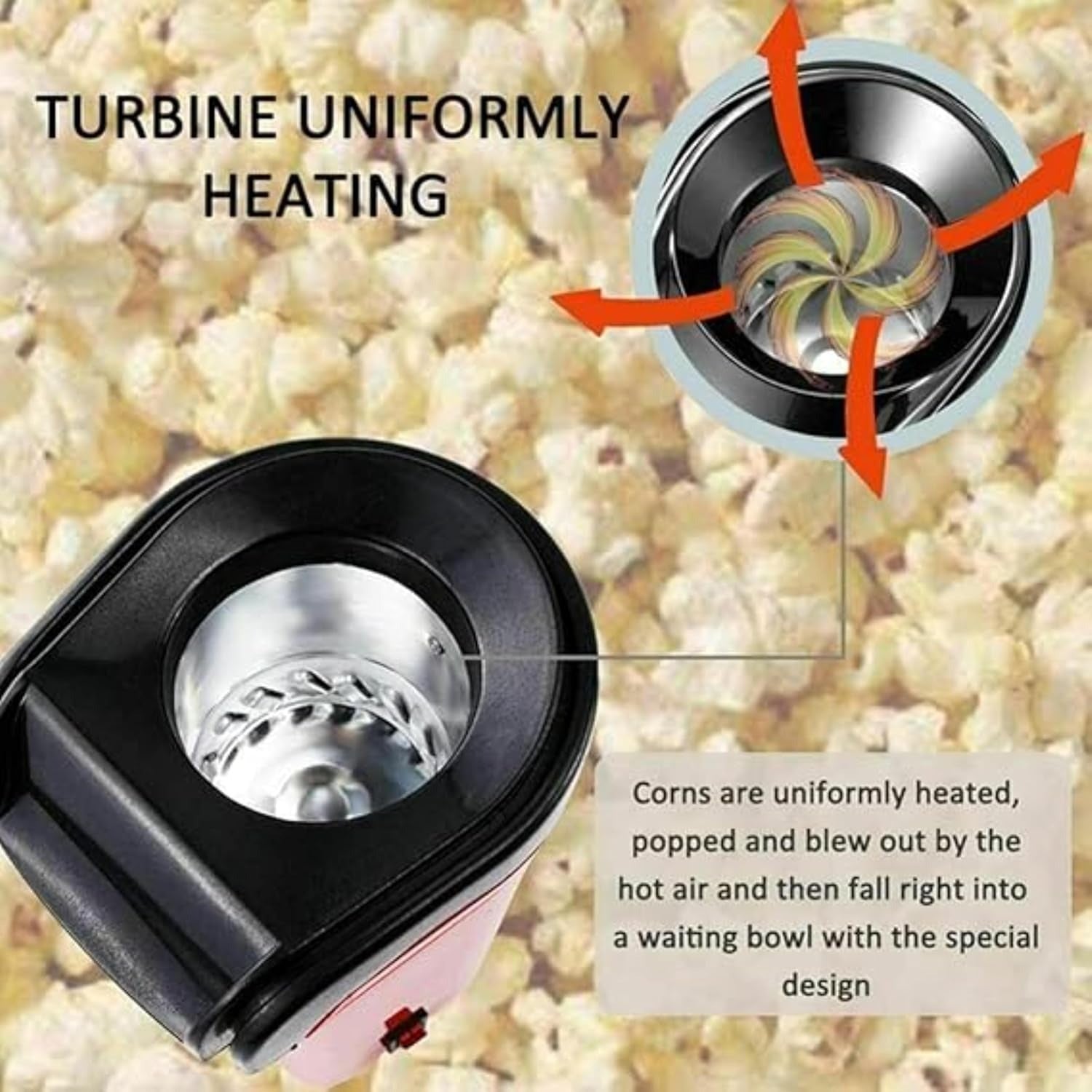 Hot Air Popcorn Maker – Oil-Free Electric Popcorn Machine with 90-Second Auto Pop Feature