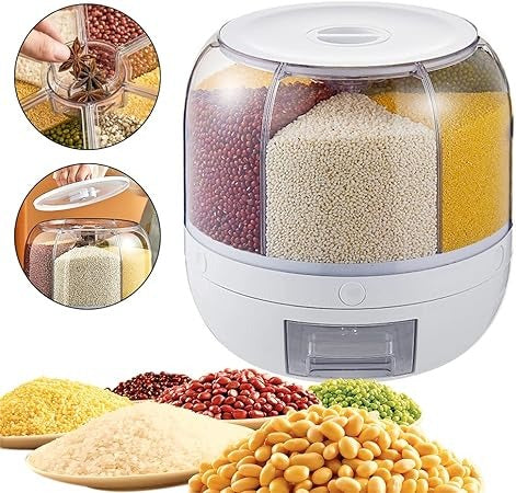 6-Grid Rotating Cereal & Grain Dispenser – PicknPro UAE