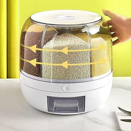 6-Grid Rotating Cereal & Grain Dispenser – PicknPro UAE