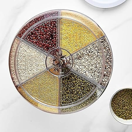6-Grid Rotating Cereal & Grain Dispenser – PicknPro UAE