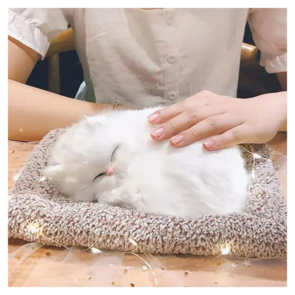Lifelike Sleeping Cat Plush Toy with Realistic Breathing – PicknPro UAE