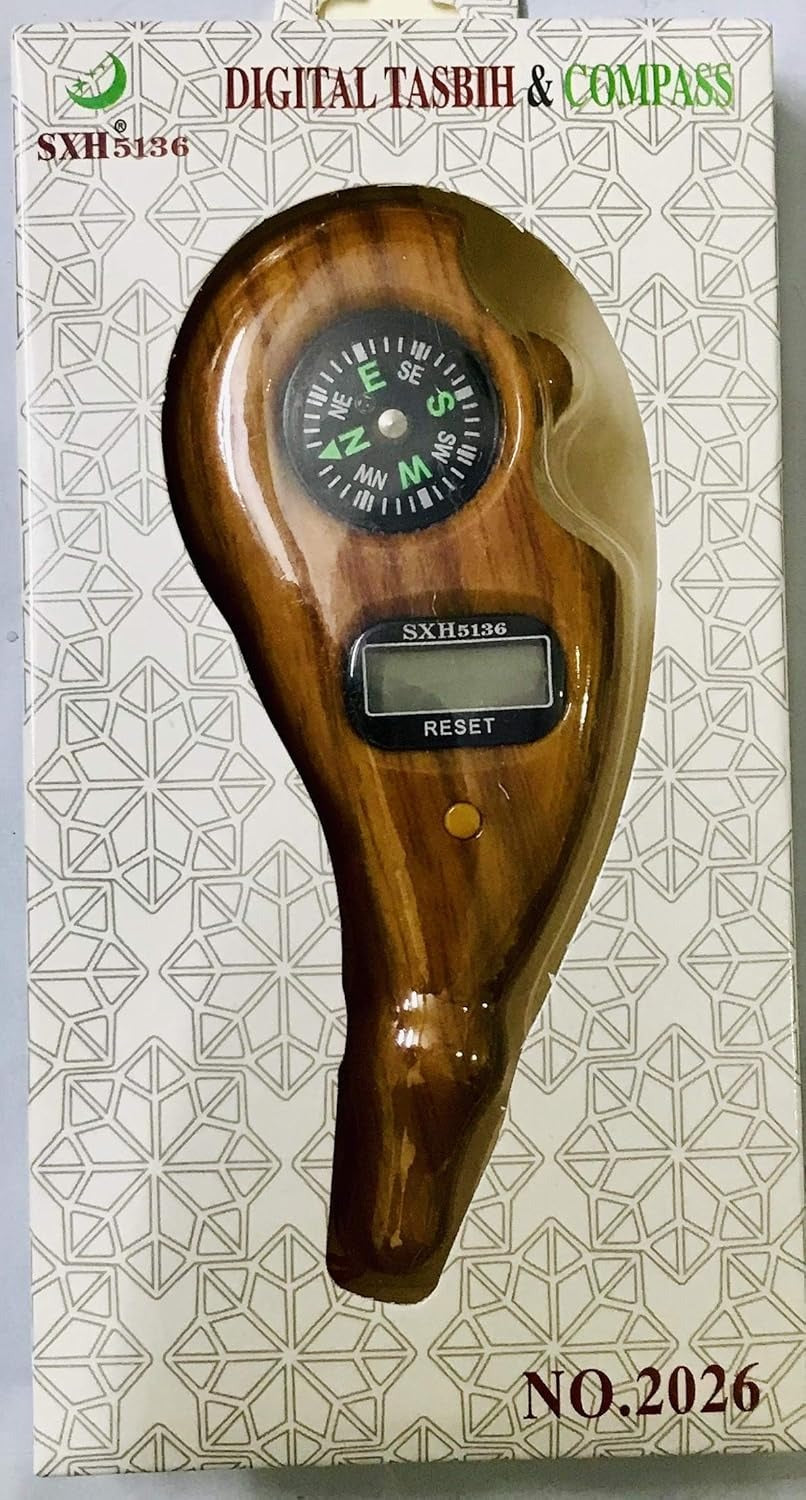 3-in-1 Wooden Digital Tally Counter with Compass & Tassel – PicknPro UAE