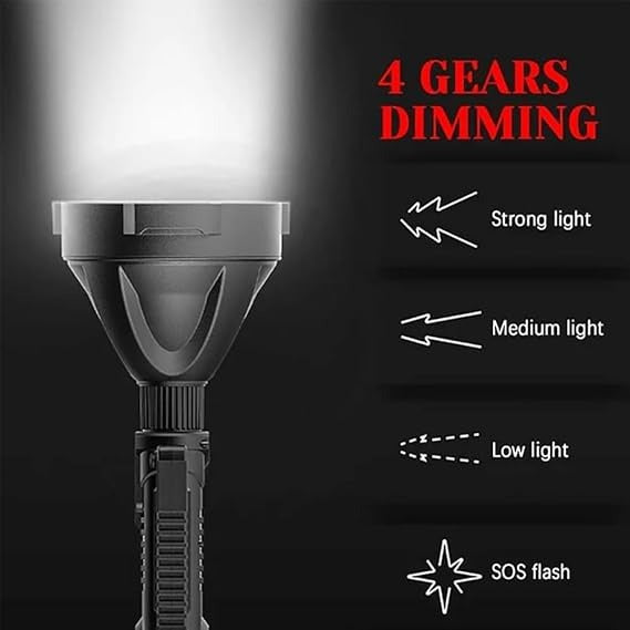 Rechargeable LED Searchlight – 360° Rotating Spotlight with Tripod Stand